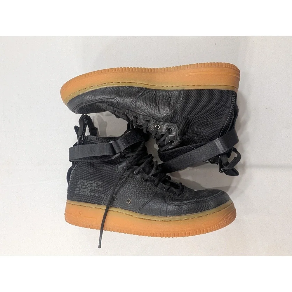 Nike Air Force 1 SF Mid Size 5.5Y Black Gum Bottom AJ0424-001 VF